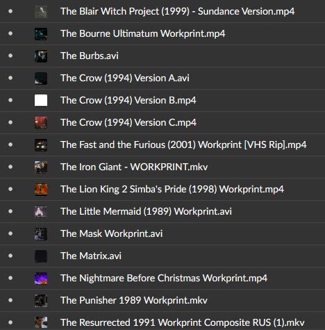 Comprehensive Compilation of Workprint Collection : r/workprints .